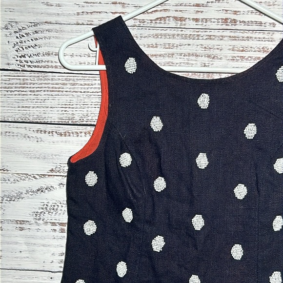 Anthropologie Odille Top Navy White Beaded Polka Dot Size 4 - Picture 3 of 16